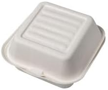 Compostable Sugarcane Burger Box, 6-inch, Pack of 50, Plant-Based Takeaway Box. Eco-friendly hinged packaging