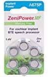 ZeniPower Cochlear Implant Batteries Size A675P Zero Mercury (102 Batteries)