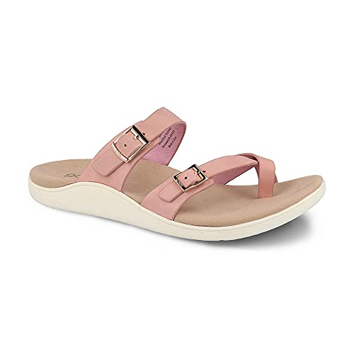 Gravity Defyer Womens GDEFY Yontal Leather Fashion Sandal - VersoShock Proven Performance Orthotic Slides