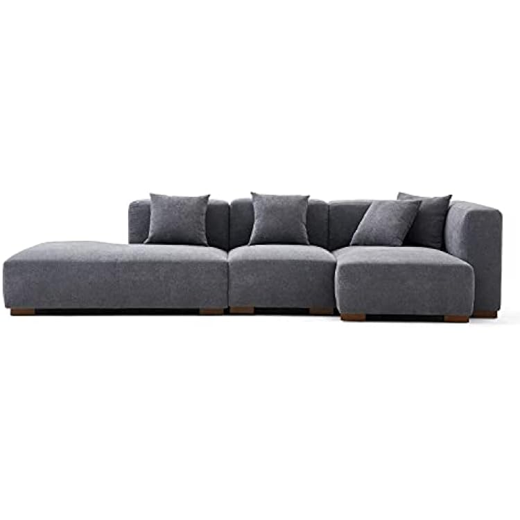 VALYOU Furniture Valmolar Sectional Minimal Style Monumental DesignFacing Right 122 inch, Grey