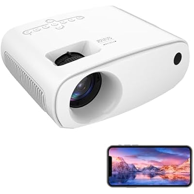 Mini Projector with Wifi Portable Projector Support 1080P 170 Mini HD Movie Projector, Outdoor Projector Compatible with Phone Tablet Laptop TV Stick PS4 HDMIUSB - White