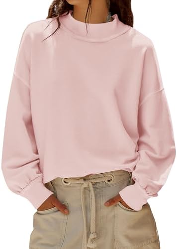 Mock Neck Sweatshirt for Women Oversized Turtleneck Long Sleeve Hoodies 2025 Fall Casual Drop Shoulder Pullover Tops
