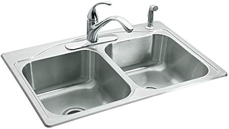 KOHLER Double-Basin Stainless Steel Topmount Kitchen Sink R3145-4-NA