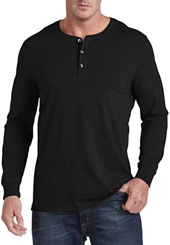 Harbor Bay by DXL Men's Big and Tall Moisture-Wicking Henley Shirt | Tagless, Ribbed-Knit Crewneck with Long Sleeves