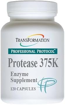 TRANSFORMATION THE GENESIS OF GOOD HEALTH Protease 375K Enzyme Blend Supplement, High-Potency Formula for Protein Absorption & Gut Health, Advanced Enzym Support for Nuttrient Absorption, Non-GMO, 120