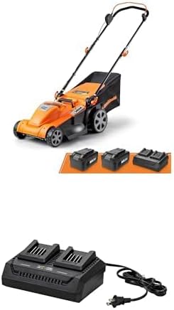 Bundle of LawnMaster CLMF4817E 48V MAX* Brushless Mower with 2X24V MAX* 4.0Ah Battery and a Dual Charger + Dual Channel Battery Charger 24LFC15-ETL