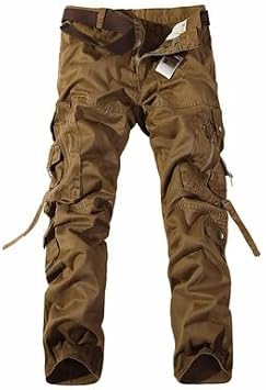 Men's Tactical Cargo Pants Military Combat Cargo Trousers Baggy Travel Hiking with Multi Pockets (No Belt)