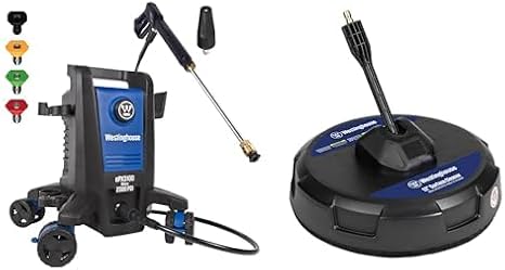 Westinghouse ePX3100 Electric Pressure Washer, 2300 Max PSI 1.76 Max GPM with Anti-Tipping Technology, Onboard Soap Tank, Pro-Style Steel Wand, 5-Nozzle Set + 12 Inch 2500 Max PSI Surface Cleaner