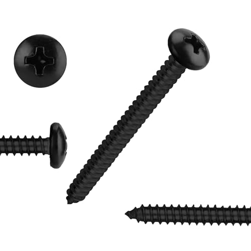Black Oxide 100 PCS #8x1-121.5 inch Stainless Steel Phillips Pan Head Wood Screws,Stainless Steel 18-8 A2304 Screw,Home Screw Kit by QISHENG