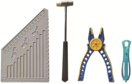 Building Blocks Tool Kit, Building Blocks Separator Tools Set, Brick Separator, Multi-Use Hammer, Measuring Ruler, Auxiliary Pliers, Compatible with Major Brands(4Pcs) (Blue)