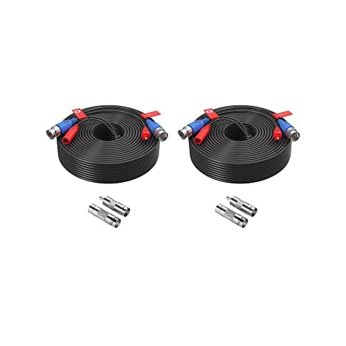 ZOSI 2 Pack 100ft All-in-One Video Power Cable, BNC Extension CCTV Camera Cable for Security DVR System, Included 2X BNC Connectors and RCA Adapters
