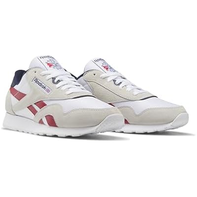 Reebok Mens Classic Nylon Sneaker, WhiteFlash RedVector Navy, 12