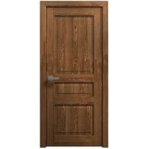 SARTODOORS Interior Interior Solid French Door 28 x 96 inches | Ego 5012 Cognac Oak | Single Regular Panel Frame Handle | Bathroom Bedroom Modern Doors