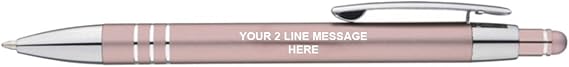 125-Qty Custom Metallic Stylus Ballpoint Pen with 2-Line Text Imprint