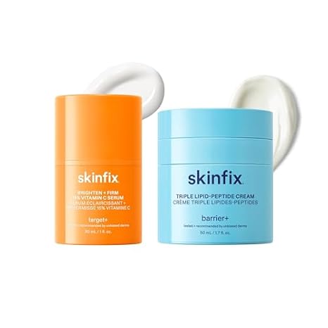 Skinfix Radiance + Repair Duo with Vitamin C - Includes Brighten + Firm 15% Vitamin C Serum (1 fl oz) & Triple Lipid-Peptide Cream (1.7 fl oz) - Vegan, Cruelty Free