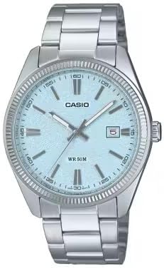 Casio MTP-1302DA-2A2VDF Men's Analog Watch Sky Blue Dial, Stainless Steel, Date, Mineral Crystal, 50M WR