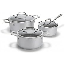 TECHEF - CeraTerra Collection, Ceramic Nonstick Soup Pot with Glass Lid (PFAS, PTFE, and PFOA Free Ceramic Exterior & Interior), Made in Korea (2 + 2.8 + 5 qt)