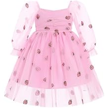 IMEKIS Toddler Girl Birthday Dress Floral Confetti Tulle Formal Wedding Party Long Sleeve Dress Cake Smash Photo Shoot