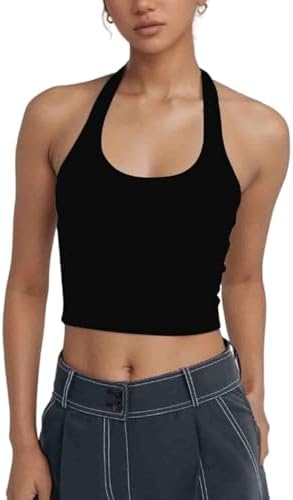 Selene Women Halter Crop Top Slim Sleeveless Backless Y2K Going Out Workout Halter Tank Tops