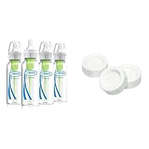 Dr. Brown's Anti-Colic Options+ Narrow Baby Bottles, 8 oz, 4 Pack with Slow Flow Nipple 0m+ and Travel Caps, Narrow 3 Pack