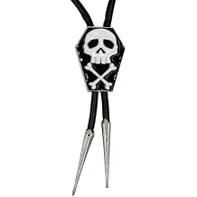 kreepsville 666 Gothic Skull & Crossbones Coffin Bolo Western Tie, Black