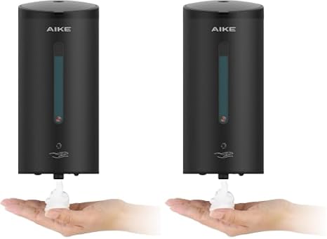 AIKE Automatic Foaming Soap Dispenser 25oz for Bathroom,Matteblack AK1205FA (Pack of 2)