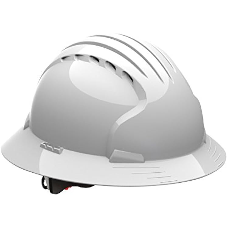 280-EV6161-10V Full Brim Hard Hat with HDPE Shell, 6-Point Polyester Suspension and Wheel Ratchet Adjustment Vented, White