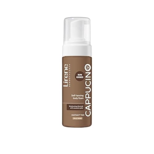 Lirene Perfect Tan Self-Tanning Bronzing Foam Cappuccino 1 Hour Express Tan with Natural DHA Streak-Free Fake Tan for Pale Skin 150ml