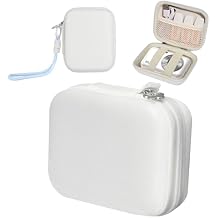Yoocheese Compact Camera Case for Small Digital Cameras, Aesthetic White Hard Shell Case with Pocket, Fits Kodak FZ55, Canon IXUS, Sony W830 & More (Up to 4"), For Content Creators