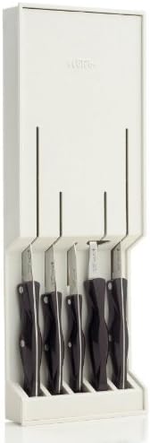 Cutco Model 1783 Kitchenette Set 4 High Carbon Stainless Knives & 1 Fork with Classic Dark Brown (Often called "Black") Handles #1742 Knife and Fork Tray and 8" x12" Poly Cutting Board