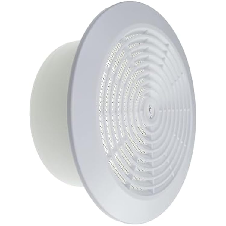 Vent Systems 6 Inch White Round Plastic Ceiling Vent Cover - Dismantable Ceiling Air Grille with Nylon Screen - Air Vent Louver - Register Grill Cover, Exhaust Intake, Bathroom Home Office Kitchen