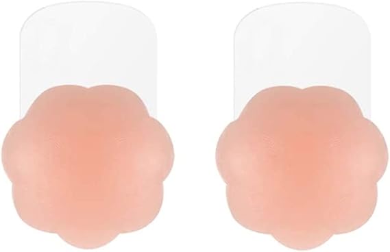 SSDZKJ Reusable Invisible Breast Lift Nipple Covers, Adhesive Strapless Backless Bra, Push up Silicone Sticky Bras for Women Beige