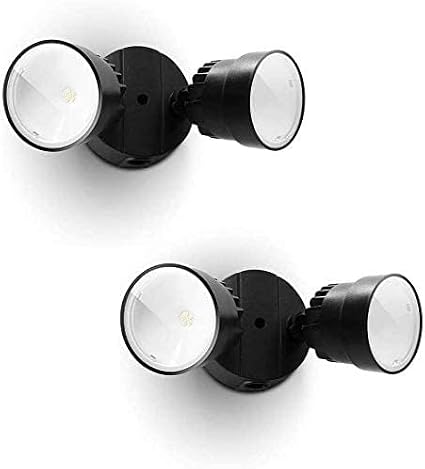 LUTEC 2 Packs P6221B 2000 Lumen 18 Watt 28 LED Dual-Head Flood Light Outdoor, Waterproof Exterior Security Wall Light for Patio, Garden,Yard-Black