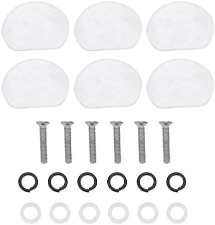 6 PCS Tuner Buttons Guitar Machine Head Semicircle Tuning Peg Knobs Replacement with Ferrule and Screw(Oval White Pearl)