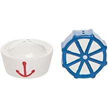 Beachcombers Nautical Wheel and Sailor Hat Salt & Pepper Shaker Set Multi