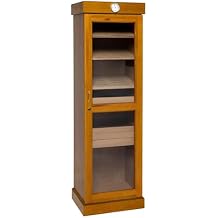 Tower Humidor in Oak Finish with Adjustable Shelves | Large Capacity Cigar Cabinet with Tempered Beveled Glass Door, Hygrometer, and Dried Spanish Cedar Lining - Holds 3000 Cigars