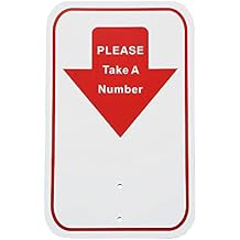 Take-a-Number Sign - Take A Number Dispenser Sign for Ticket Dispenser Red/White