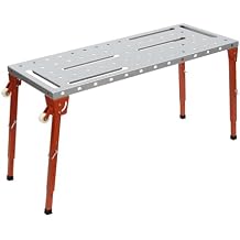 46''18 Welding Table, Portable Welding Table Top with Casters & Adjustable Feets Welding Cart 1000 LBS Loading Capacity Workbench Worktop for Welding Shops Floor Standing Mount