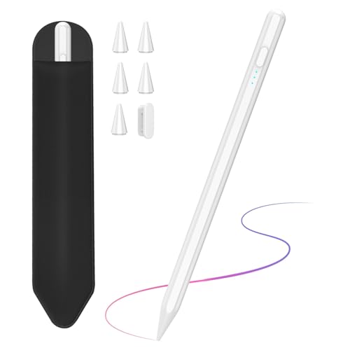 Stylus Pen Fast Charge for iPad 2018-2023, for iPad 10th9th8th7th6th, iPad Air 43th, Mini 65th, Pro 1112.9, Capacitive Pen with 5 Nibs,White