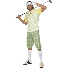 Smiffys Men's Gone Golfing Costume, Green, Yellow and White - Medium
