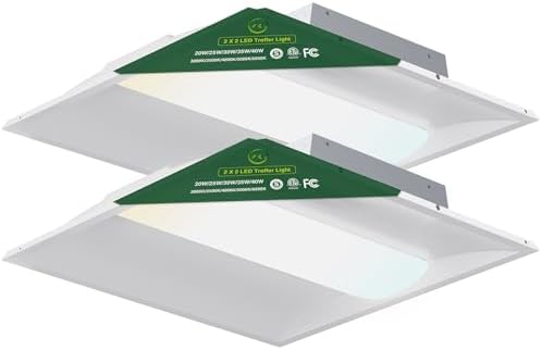 YXL 2x2 LED Troffer Light, 5CCT Switch LED Drop in Ceiling Light for Dropped Ceiling,5400/4725/4050/3375/2700 Adjustable Lumens, 6500K/5000K/4000K/3500K/3000K Color Temperature, Dimmable 0-10V,ETL