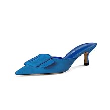 Fericzot Mule Slippers for Women,Slingback Buckle Pumps Pointed Toe Kitten Heels Shoes Slides Backless Dress Sandals