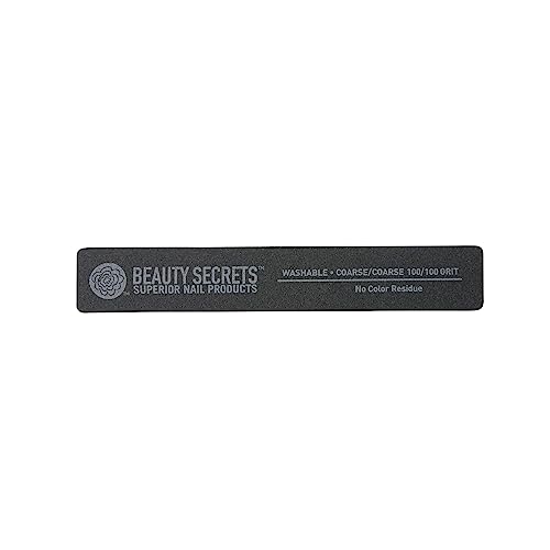 Beauty Secrets Black Rectangular Cushion Nail File, 100100 Grit, Twosided