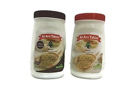 Al Arz Tahini Variety Pack - Whole Sesame Tahini & Tahini Sesame Seed Paste, 16 oz each, No Preservatives