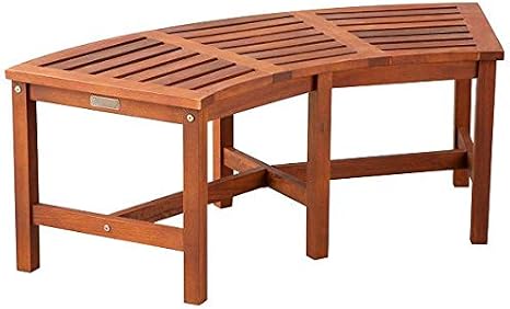 Solid Wood Fire Pit Curved Bench 44" Outdoor Garden Patio
