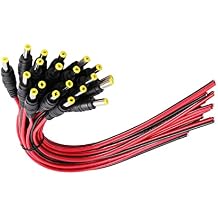 (Real 18AWG 43x2pcs Wires) 20pcs Male DC Power Pigtail Cable, 12V 5A DC Connectors for CCTV Security Camera and Lighting Power Adapter (2.1mm x 5.5mm, Ultra Thick)