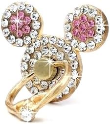 Mickey Ears Ring Stand, Rhinestone Crystal Bling Diamond 360 Rotation Cell Phone Stent Holder Grip Kickstand Compatible with iPhone 7 7 Plus iPhone 8 8 Plus 6S 6 Galaxy S7 S8 (Pink)