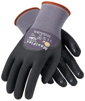 Protective Industrial Products 34-845/L Large MaxiFlex Endurance by ATG 15 Gauge Abrasion Resistant Black Micro-Foam Nitrile Palm And Fingertip Coated Work Gloves With Gray Seamless Knit Nylon Liner And Continuous Knit Wrist