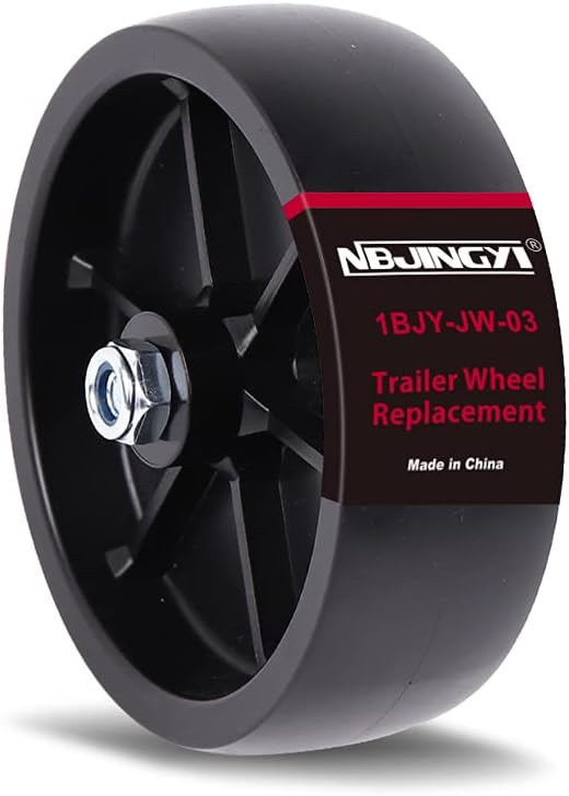 NBJINGYI 6" Trailer Jack Replacement Wheel with 3/8" Bolt and Nut, 1,200 lbs Capacity Heavy Duty Poly Trailer Tongue Jack Wheel for Boat, RV and Utility Trailers, Black