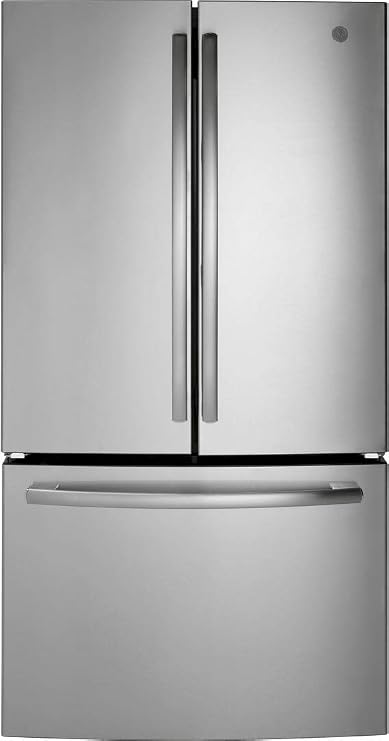 GE GNE27JYMFS 36" French Door Refrigerator with 27 cu. ft. Total Capacity LED Lighting Internal Water Dispenser Spill-Proof Shelves in Fingerprint Resistant Stainless Steel